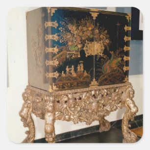 Black and gold lacquer cabinet square sticker