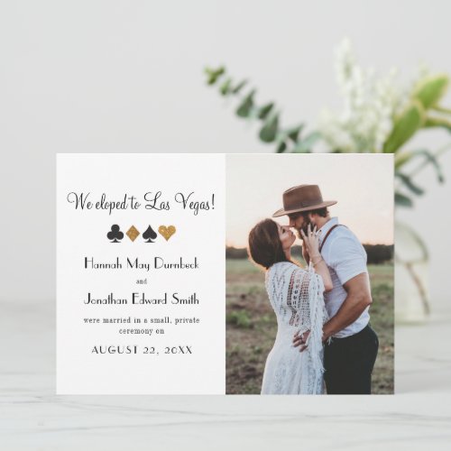 Black and Gold Las Vegas Photo Elopement Announcement