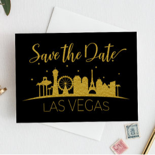 Black and Gold Las Vegas Wedding Save The Date Invitation