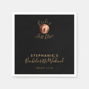 Black and Gold Last Disco Bachelorette Weekend Napkins