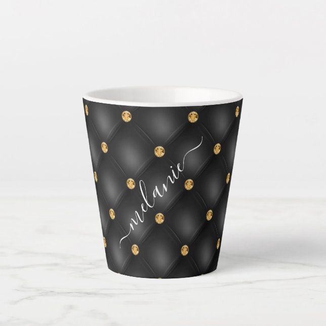 Black and Gold Latte Mug Gif Personalized Name (Front)