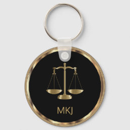 Black and Gold Law Design  -Monogram Keychain