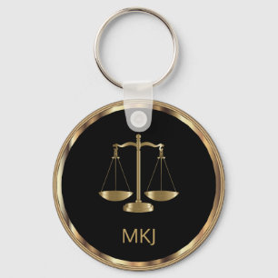 Black and Gold Law Design  -Monogram Keychain