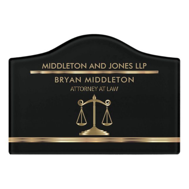 Black and Gold Law Firm Designs Door Sign (Small Crest Front)