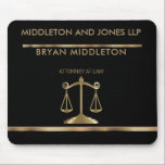 Black and Gold Law Firm Designs Mouse Pad<br><div class="desc">Mouse Pad. This stylish mouse pad has a good quality non-slip rubber backing that grips the desktop firmly and protects your mouse from scratches. Fine-textured surface improves tracking mouse movements and creates consistent gliding. The pad size is ideal for moving your mouse freely for surfing the Internet. It features a...</div>