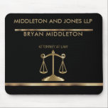 Black and Gold Law Firm Designs Mouse Pad<br><div class="desc">Mouse Pad. This stylish mouse pad has a good quality non-slip rubber backing that grips the desktop firmly and protects your mouse from scratches. Fine-textured surface improves tracking mouse movements and creates consistent gliding. The pad size is ideal for moving your mouse freely for surfing the Internet. It features a...</div>