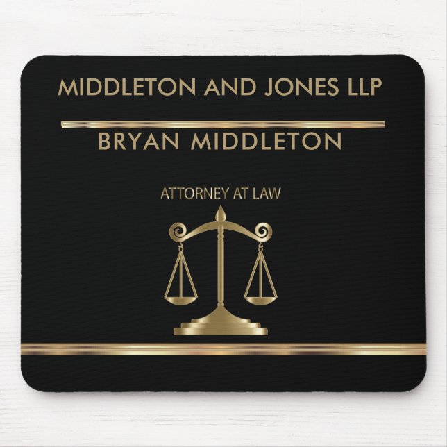 Black and Gold Law Firm Designs Mouse Pad (Front)