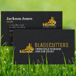 Black and Gold Lawn Care   Mowing Business Cards<br><div class="desc">these modern luxury minimalist aesthetic business cards are sure to make a lasting impression. they feature a custom lawn care / landscaping logo graphic,  in a simulated metallic gold foil,  positioned on black cardstock,  with alternating sans and serif typography in gold,  white,  and cool platinum silver grey.</div>