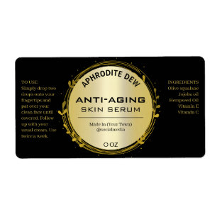 Black And Gold Leaf Serum Labels