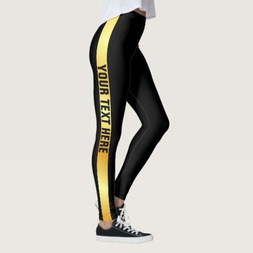 Black And Gold Leggings Add Name Text Template