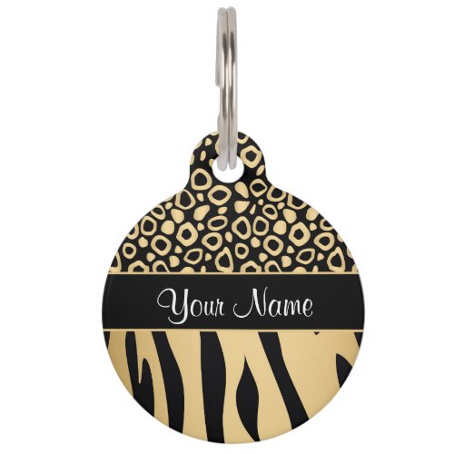 Black and Gold Leopard and Zebra Pattern Pet Tag