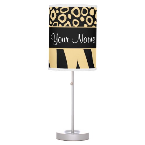 Black and Gold Leopard and Zebra Pattern Table Lamp