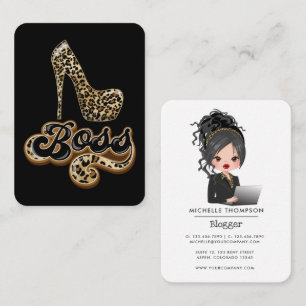 Black and Gold Leopard Boss Lady Business Card