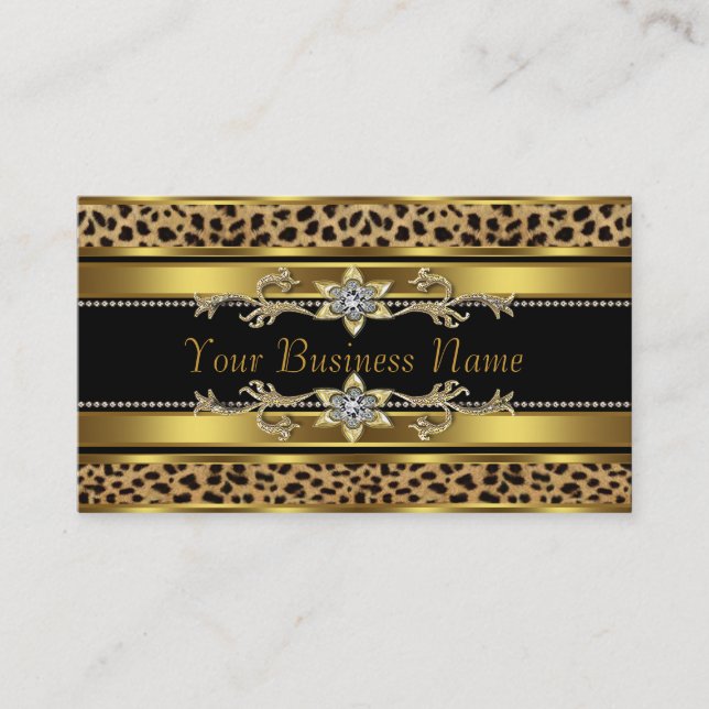 Black and Gold Leopard Business Card (Front)