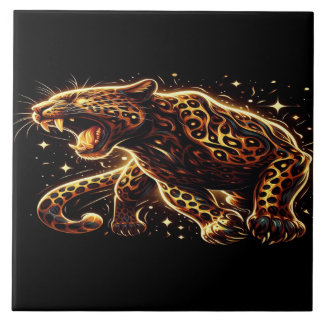 Black and Gold Leopard Ceramic Tile