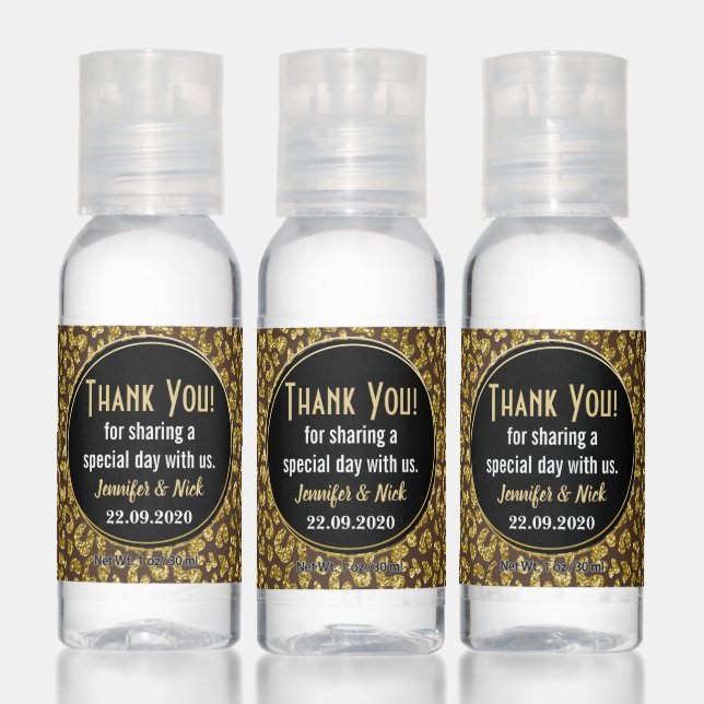 Black And Gold Leopard Cheetah Party Favors Hand Sanitizer (Set)