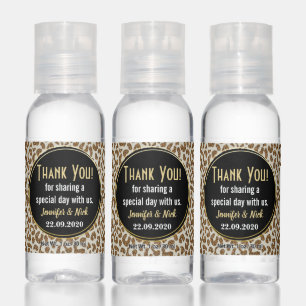 Black and Gold Leopard Cheetah Print Thank You Hand Sanitizer