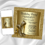 Black And Gold Leopard High Heel Birthday Party Invitation at Zazzle