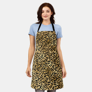 Black and Gold Leopard Print Animal Print Cheetah Apron