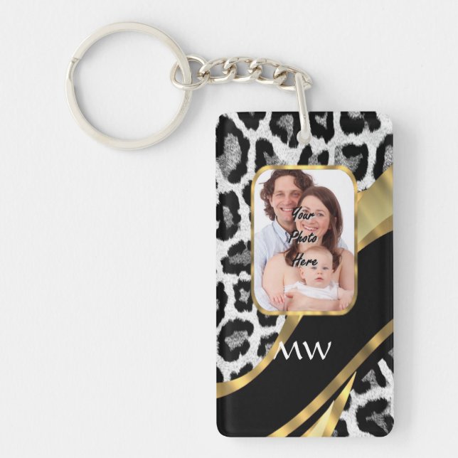 Black and gold leopard print keychain (Front)
