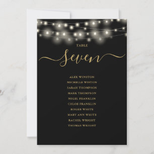 Black And Gold Lights Table Number Seating Chart