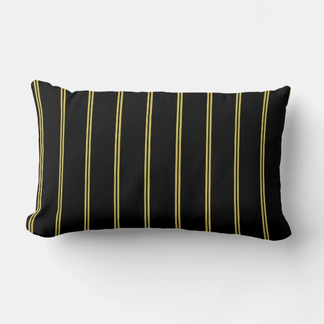 Black and Gold Lines Lumbar Pillow (Front)