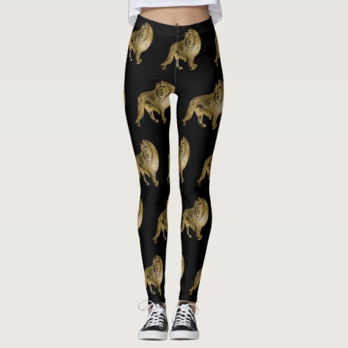 Black and Gold Lions Leggings