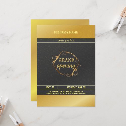 Black and Gold  Logo Grand Opening  Invitation