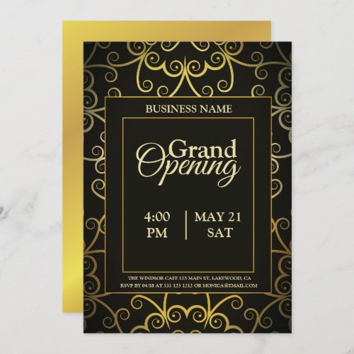 Black and Gold Logo Grand Opening Invitation