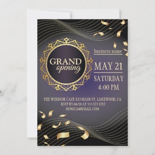 Black and Gold  Logo Grand Opening  Invitation