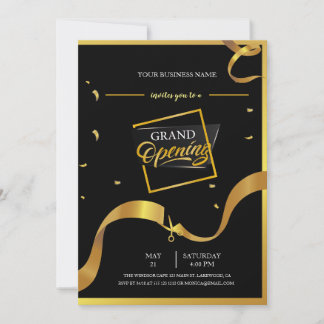 Black and Gold Logo Grand Opening Invitation
