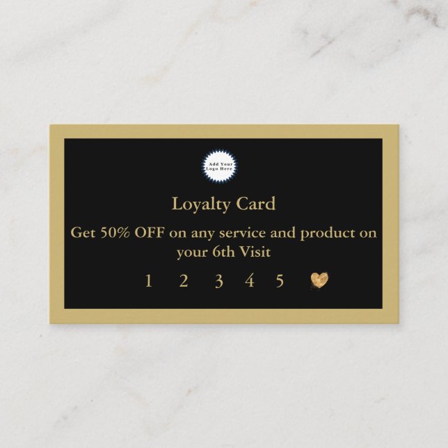  Black And Gold Logo Punch Loyalty Card (Front)