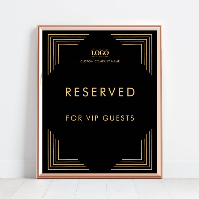 Black and Gold Logo VIP Event Reserved Table Sign (Creator Uploaded)