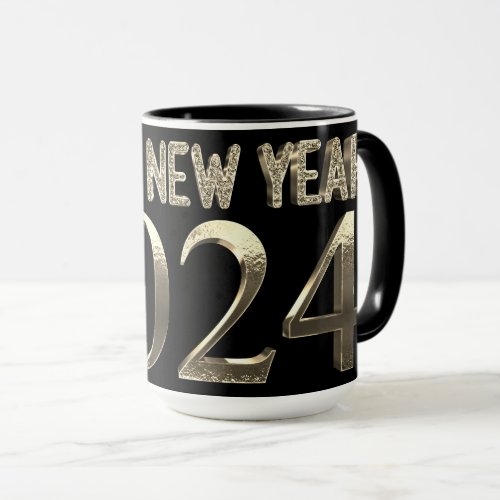 Black and Gold Look Chic Happy New Year 2024 Mug