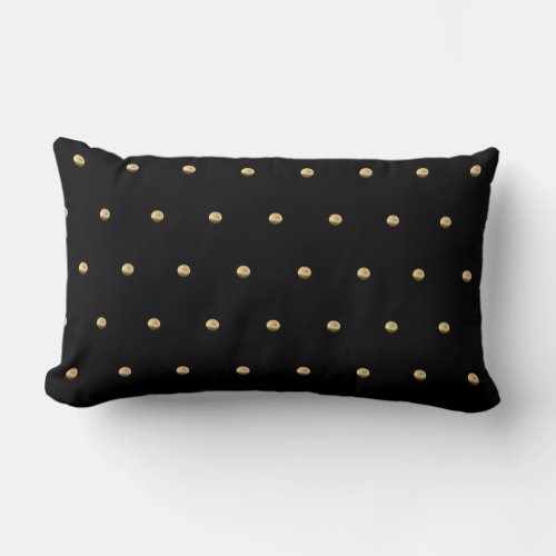 Black and Gold Look Polka Dot Pattern Elegant Lumbar Pillow
