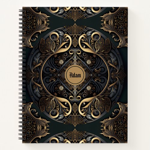 Black and Gold Luxurious Medieval Spiral Notebook