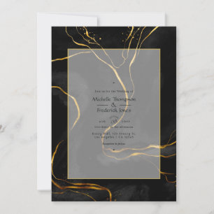 Black and Gold Luxury Ink Wedding Invitation