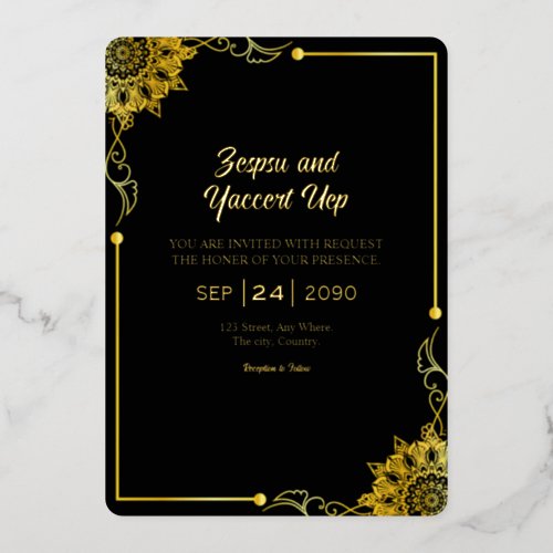 Black and gold luxury invitation Gold Foil Design Foil Invitation