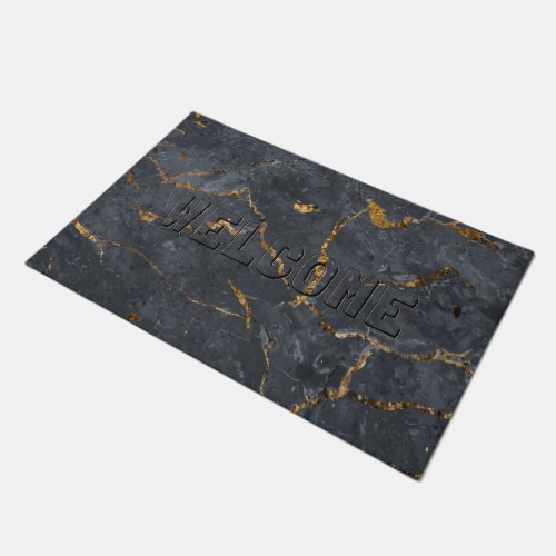 Black and gold luxury marble texture doormat