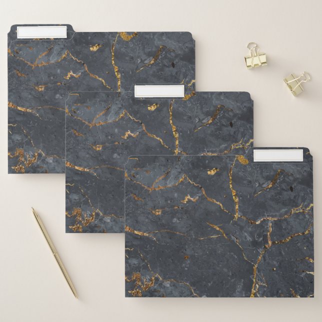 Black and gold luxury marble texture file folder (Set)
