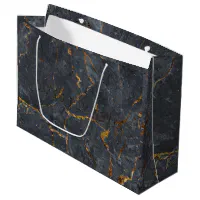Marble Black and Gold Large Gift Bag