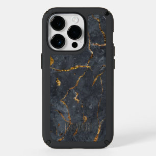 Black and gold luxury marble texture speck iPhone 14 pro case