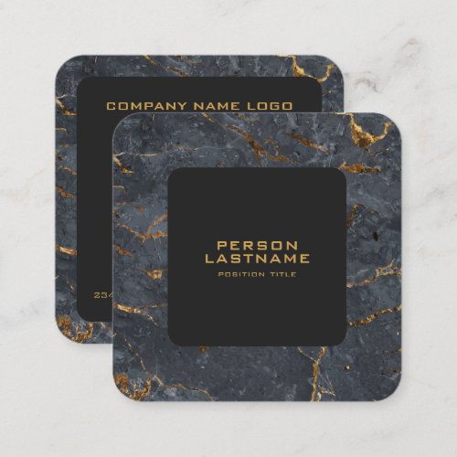 Black and gold luxury marble texture square business card