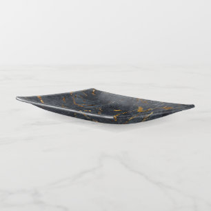 Black and gold luxury marble texture trinket tray