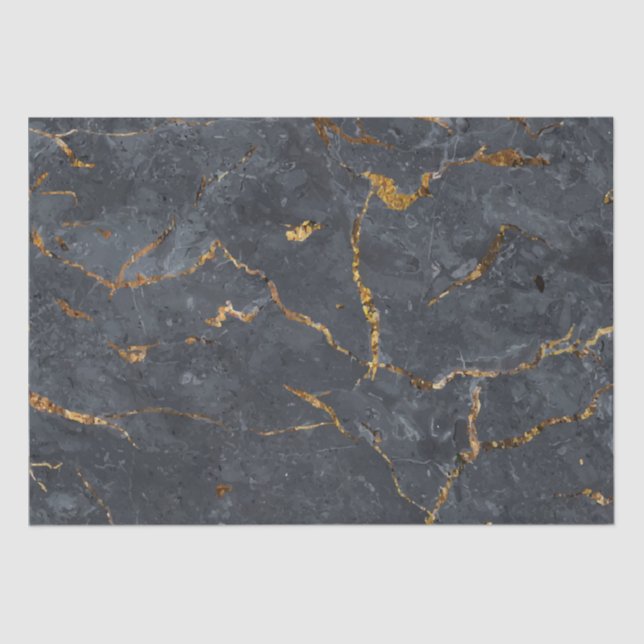 Black and gold luxury marble tissue paper (Front)
