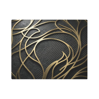 Black and Gold Luxury Monochromatic Industrial Wal Metal Print