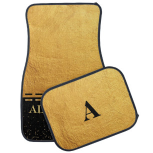 Black and Gold Luxury Monogram Car Floor Mat