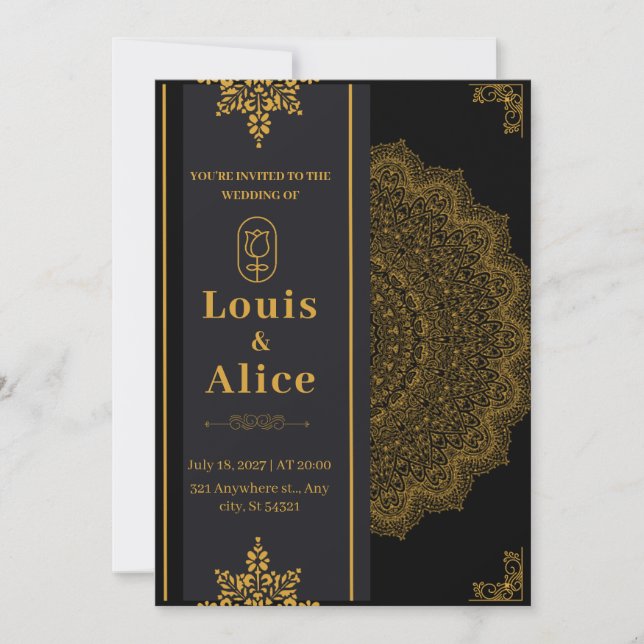 Black And Gold Luxury Wedding invitation (Front)