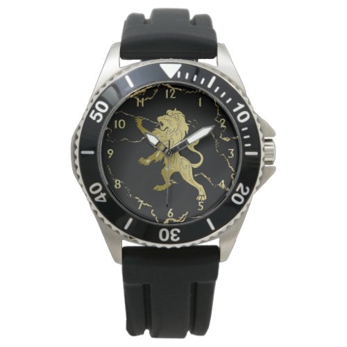 Black and Gold Mable Royal Lion Numbers Watch