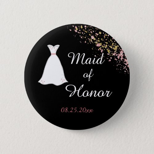 Black and Gold  Maid of Honor Button